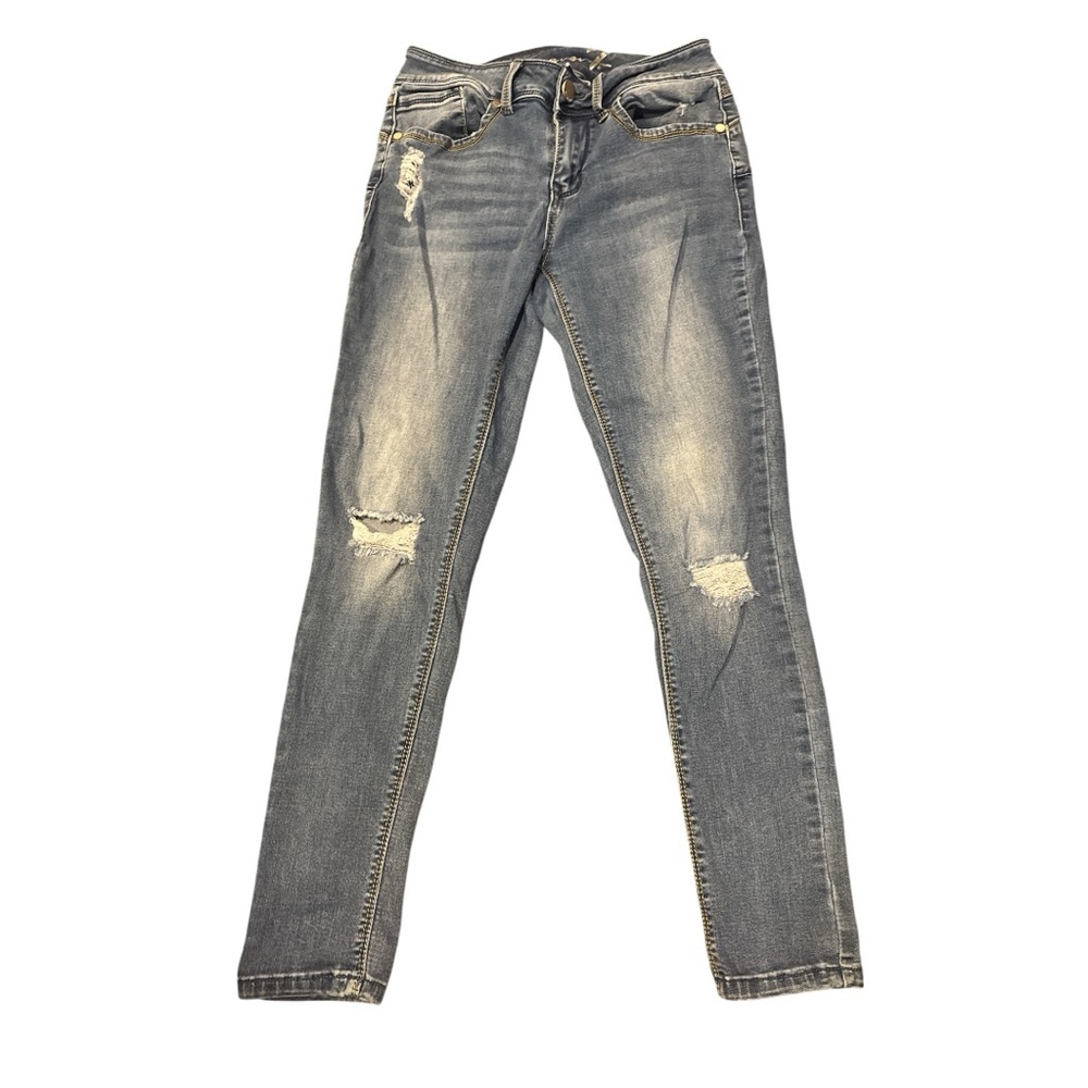 Seven7 Women's Distressed Skinny Jeans - Gray